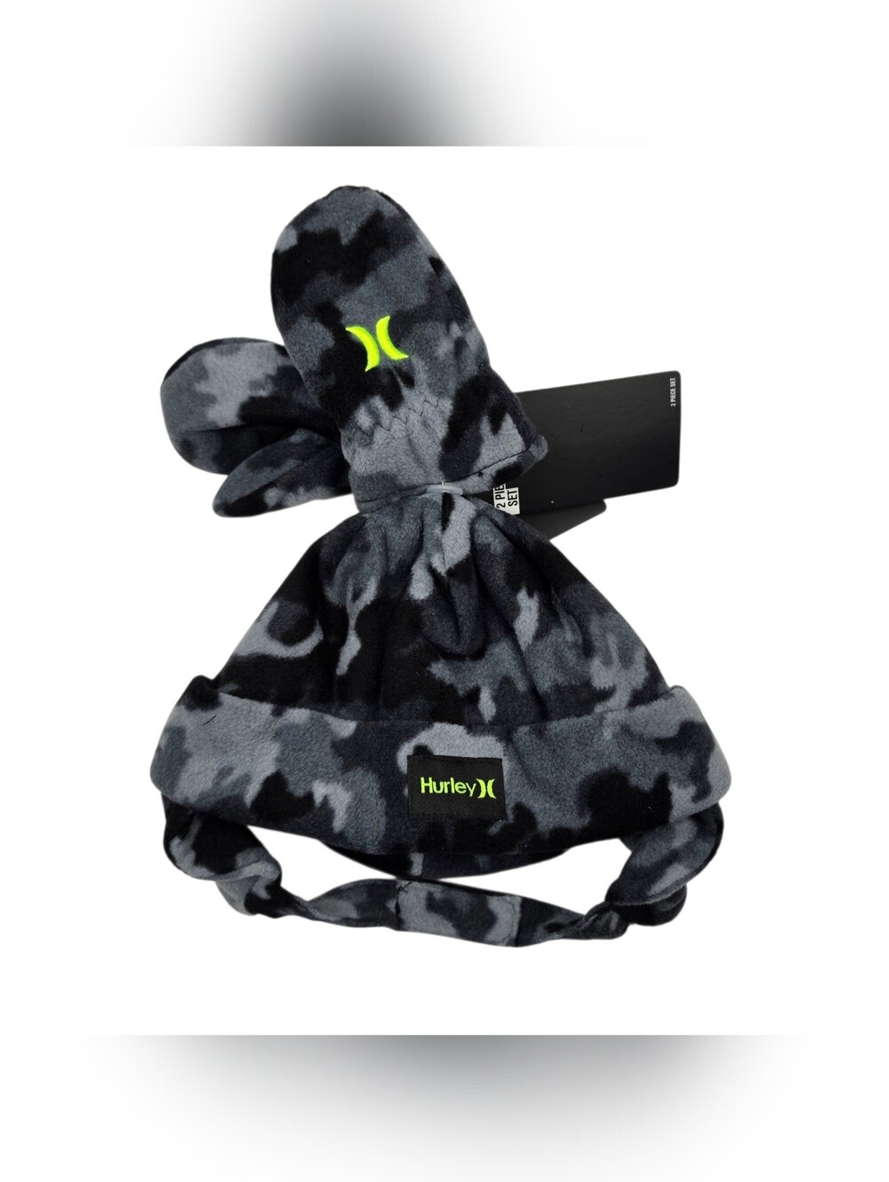 Hurley Boys Hat Mittens Set Toddler Black Camo 2 Piece